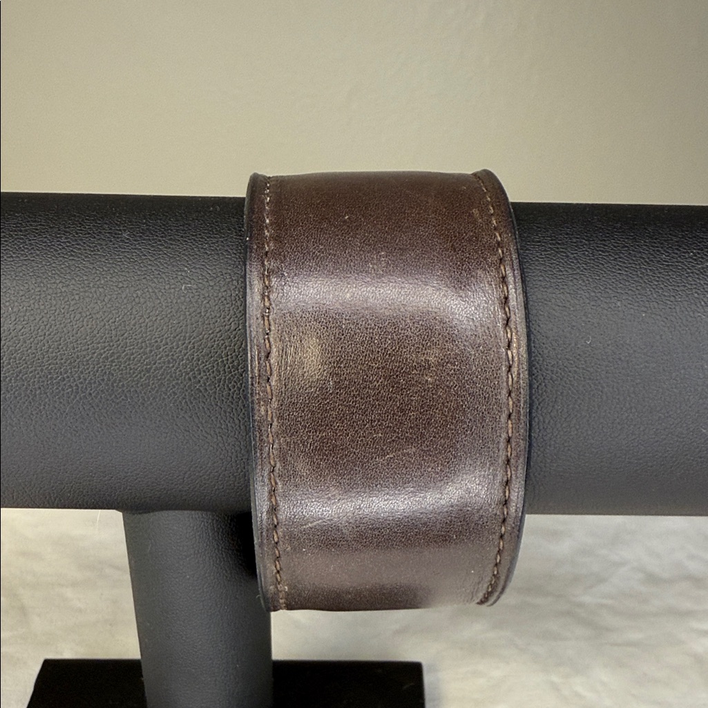 Herms Leather Cuff Bracelet Brown [F, 2002]
